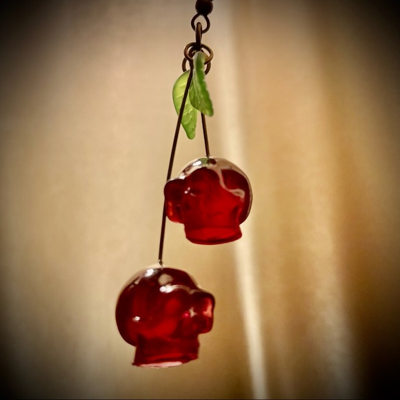 💥2 for $20!!💥🍒💀🍒 Cherry “Skull” Earrings 🍒💀🍒 - Picture 5 of 6